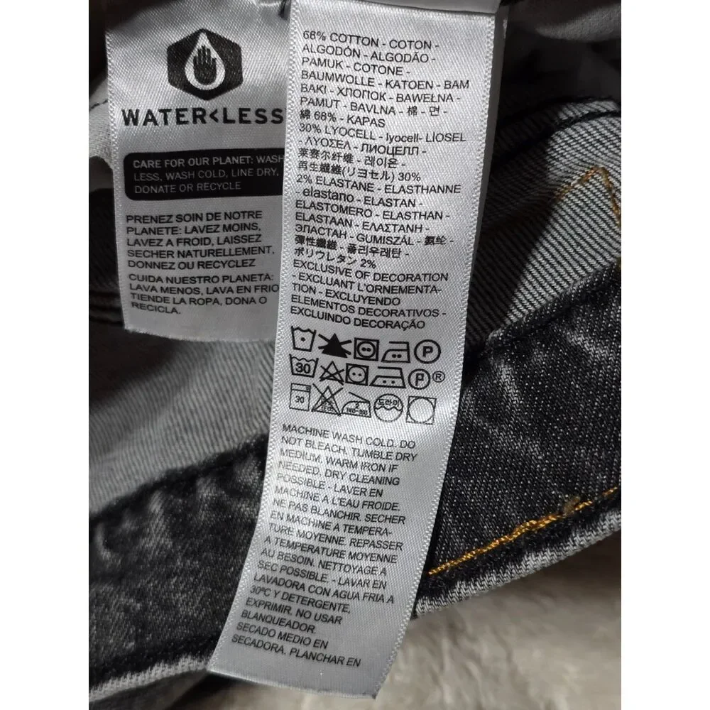 Levi's 502 Regular Taper Fit Jeans Men's 31x30 Grey Black Acid Wash Denim